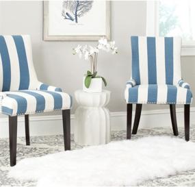 img 4 attached to 🪑 Stylish and Comfortable Safavieh Mercer Collecting Lester Dining Chair, Blue/White Stripe - Enhancing Your Dining Experience