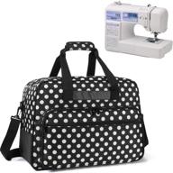 yarwo sewing machine tote bag: universal portable case for standard machines & supplies - black dots, anti-slip padded bottom logo