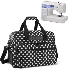 img 4 attached to Yarwo Sewing Machine Tote Bag: Universal Portable Case for Standard Machines & Supplies - Black Dots, Anti-Slip Padded Bottom