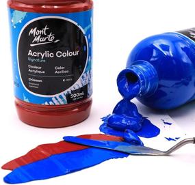 img 2 attached to 🎨 Mont Marte Signature Acrylic Color Paint Set: 12 x 16.9oz (500ml) Semi-Matte Finish, 12 Colors for Canvas, Wood, Fabric, Leather, Cardboard, Paper, MDF & Crafts