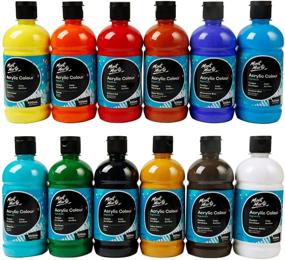 img 4 attached to 🎨 Mont Marte Signature Acrylic Color Paint Set: 12 x 16.9oz (500ml) Semi-Matte Finish, 12 Colors for Canvas, Wood, Fabric, Leather, Cardboard, Paper, MDF & Crafts