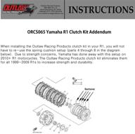 🔧 enhanced clutch repair rebuild kit for yamaha fzs1000 fz1 2006-2012 yzf-r1 1999-2003 - outlaw racing orcs065 upgraded with kevlar; features diaphragm spring steel & fiber plates логотип