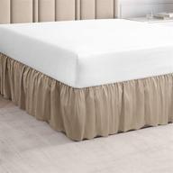 🛏️ cgk unlimited ruffled beige queen bed skirt - luxurious hotel-quality ruffles queen beds, 14 in. drop - easy-fit king bedskirt with brushed fabric logo