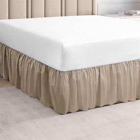 img 1 attached to 🛏️ CGK Unlimited Ruffled Beige Queen Bed Skirt - Luxurious Hotel-Quality Ruffles Queen Beds, 14 in. Drop - Easy-Fit King Bedskirt with Brushed Fabric