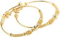 loyoe 24k yellow gold plated baby bracelet set - adjustable children's bangle (2pcs/lot) logo