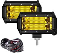 🚛 samlight 5 inch flood yellow led light bar - 2 pcs, 72w fog light bar with 10ft wiring harness and 2 leads - ideal for trucks, jeeps, atvs, utvs, boats, 4x4s, and tractors logo