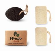 organic loofah pads and natural pumice stone set - skin exfoliator and body scrubber for shower and bath, foot callus and dead skin remover, ideal to treat corns and rough skin on feet, elbows, and hands logo