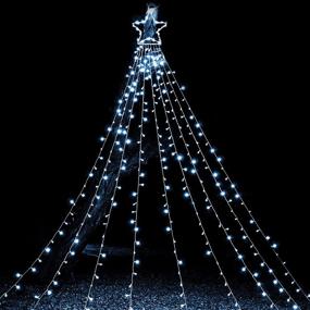 img 4 attached to 🌟 Christmas Outdoor Star String Lights - 335 LED, 8 Lighting Modes Waterfall Lights for Tree Decor, Home Party Wedding Garden Yard Patio Xmas Décor - White