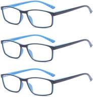 👓 suertree blue light blocking reading glasses 3 pack for men and women - anti uv ray eyeglasses for computer reading, anti glare eye protection with spring hinge - readers aid, blue, 1.0x logo