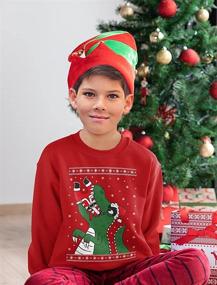 img 2 attached to Kids Ugly Christmas Santa Claws Dinosaur Sweater - Long Sleeve Sweatshirt Shirt