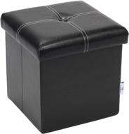 🔲 compact and stylish b fsobeiialeo storage ottoman: foldable, faux leather, coffee table footrest in black (11.8"x 11.8" x 11.8") logo