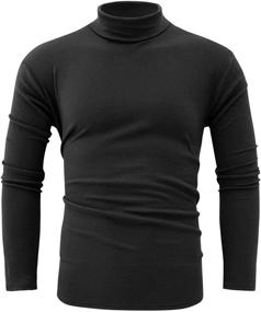 img 4 attached to 🧥 Stylish and Cozy: jonivey Men's Basic Turtleneck Long Sleeve Solid Knitted T-Shirt Pullover Tops