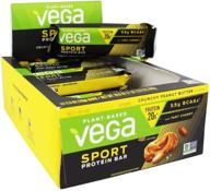🌱 vega sport crunchy peanut butter protein bars (12 count) - plant-based vegan protein bars, free of dairy, gluten, and gmos logo