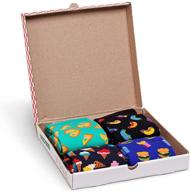 🎁 набор подарочных носков из многоцветного премиального хлопка 4 пары для мужчин и женщин - happy socks логотип