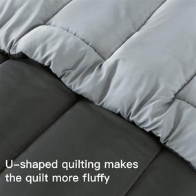 img 2 attached to 🛌 HYLEORY Reversible Comforter Set Queen Size - Cooling Down Alternative Bed Comforters for All Season - Lightweight and Machine Washable - Includes 2 Pillow Shams - Dark Grey
