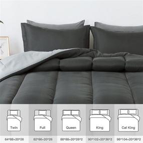 img 1 attached to 🛌 HYLEORY Reversible Comforter Set Queen Size - Cooling Down Alternative Bed Comforters for All Season - Lightweight and Machine Washable - Includes 2 Pillow Shams - Dark Grey