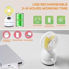 img 2 attached to 💨 Compact Personal Desk Fan: Portable USB Rechargeable Misting Mini Fan with Humidifier Spray, 3 Speeds for Bedroom, Office, Outdoor