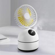 💨 compact personal desk fan: portable usb rechargeable misting mini fan with humidifier spray, 3 speeds for bedroom, office, outdoor логотип