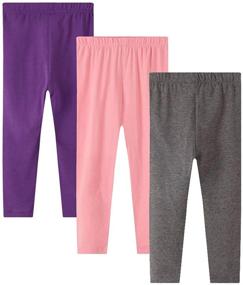 img 4 attached to 3-Pack Cotton Leggings: Essential Stretch Girls' Casual Clothing