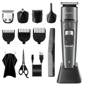 img 4 attached to 🔌 Haokry Beard Trimmer and Hair Clippers for Men - Cordless Grooming Kit, 4-in-1 Waterproof USB Rechargeable Trimmer for Hair, Beard, Mustache, Nose, Ear, and Facial Cutting