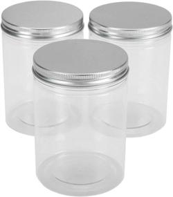 img 2 attached to 🍶 Tebery 16 Pack Clear Plastic Jars Bottles Containers with Silver Ribbed Lids 20oz Straight Cylinders - Ideal Storage Canisters for Food & Home Organization