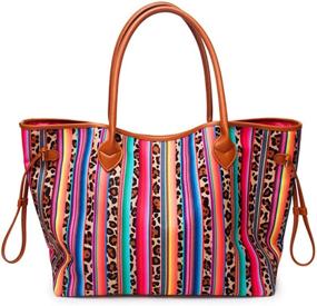 img 4 attached to 👜 Stylish and Spacious Women's Tote Beach Bag: Lightweight Canvas Carry Shoulder Bag with Faux Leather Handle - Perfect for Casual Beach Getaways and Gifts