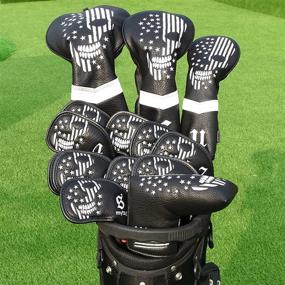 img 3 attached to 🏌️ CAIOBOB Mytag Golf Skull Skeleton Head Cover Set - Black Leather Headcovers for Driver, Fairway Wood, and Hybrid Clubs