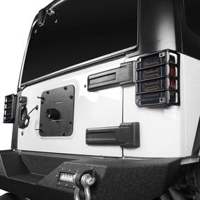 img 2 attached to 🚙 u-Box Jeep Wrangler Tail Light Cover - Matte Black Rear Euro Tail Lamp Guard, Compatible with Jeep Wrangler JK (2007-2018)