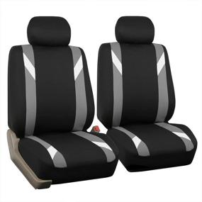 img 4 attached to FH Group FB033GRAY102 Bucket Seat Cover (Modernistic Airbag Compatible (Set Of 2) Gray)