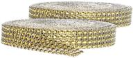 sparkling rhinestone diamond bling wrap ribbon - ideal for wedding cakes, parties, holidays & home decorations - 2 rolls, 10 yards each, in gorgeous gold (4-rows) logo