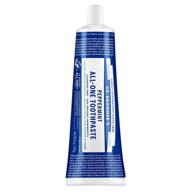 🌿 organic peppermint toothpaste - dr. bronner's all-one 5 ounce - natural, effective, fluoride-free, sls-free, freshens breath, reduces plaque, whitens teeth - vegan with 70% organic ingredients logo