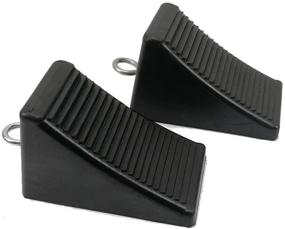 img 4 attached to 🔒 2-Pack Rubber Wheel Chocks - Black Wheel Wedge with Eyebolt, 7.8" Length x 3.5" Width x 3.9" Height - ROBLOCK