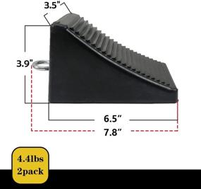 img 3 attached to 🔒 2-Pack Rubber Wheel Chocks - Black Wheel Wedge with Eyebolt, 7.8" Length x 3.5" Width x 3.9" Height - ROBLOCK