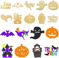 🎃 50 halloween wooden slices diy crafts kit | unfinished wood cutouts for kids, home school learning, family activities | halloween hanging ornaments, gift tags, decorations logo