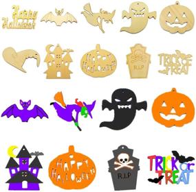 img 4 attached to 🎃 50 Halloween Wooden Slices DIY Crafts Kit | Unfinished Wood Cutouts for Kids, Home School Learning, Family Activities | Halloween Hanging Ornaments, Gift Tags, Decorations