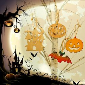 img 1 attached to 🎃 50 Halloween Wooden Slices DIY Crafts Kit | Unfinished Wood Cutouts for Kids, Home School Learning, Family Activities | Halloween Hanging Ornaments, Gift Tags, Decorations