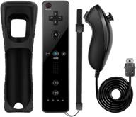 🎮 nintendo wii/wii u remote controller and nunchaku replacement set - nc wireless remote controller and nunchaku with silicone case and wrist strap (black) logo