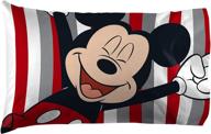 🐭 disney mickey mouse stripes pillowcase - kids double-sided super soft bedding (official disney product) logo