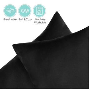 img 1 attached to 🛏️ TILLYOU Queen Size Pillowcases Set of 2, 20x30, 100% Silky Soft Microfiber Pillow Sham Covers, Envelope Closure Machine Washable Protectors Pillow Cases Cover, Black" - 2-Pack TILLYOU Queen Size Silky Soft Microfiber Pillowcases, 20x30, Envelope Closure, Machine Washable Cover – Black