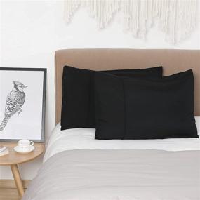 img 3 attached to 🛏️ TILLYOU Queen Size Pillowcases Set of 2, 20x30, 100% Silky Soft Microfiber Pillow Sham Covers, Envelope Closure Machine Washable Protectors Pillow Cases Cover, Black" - 2-Pack TILLYOU Queen Size Silky Soft Microfiber Pillowcases, 20x30, Envelope Closure, Machine Washable Cover – Black