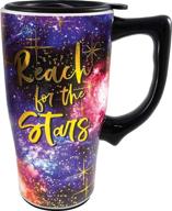 🌟 spoontiques ceramic travel mug - reach for the stars, 18 oz, multicolored логотип