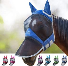 img 1 attached to Harrison Howard CareMaster Pro Luminous Horse Fly Mask - Long Nose with Ears & UV Protection for Horses in Aquamarine