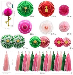 img 3 attached to 🏖️ Tropical Flamingo Party Supplies: Vibrant Pink Honeycomb Balls, Hanging Paper Fans, Pom Poms, Flowers, Tassels - Ideal for Birthday, Baby Shower, Bachelorette, Hawaiian Summer Beach Party Decorations