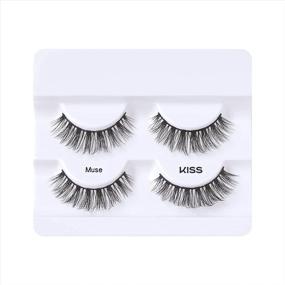 img 1 attached to 💋 KISS Faux Mink False Eyelashes Double Pack - Knot-Free Lash Band, Reusable, Contact Lens Friendly, Easy Application - Ultrafine, Tapered, Synthetic Lashes - Style Muse, 2 Pairs