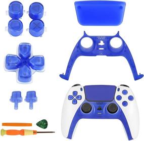 img 4 attached to 🎮 TOMSIN PS5 Controller Replacement Button Set - Translucent Blue Faceplate Cover, D-pad, Action Buttons, with Repair Tools