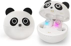 img 4 attached to Детские беспроводные наушники Cute Panda Bluetooth Earbuds с чехлом для зарядки микрофона Время воспроизведения 36 часов 3D-стереонаушники для IPhone / Android IPX6 Водонепроницаемые спортивные наушники-вкладыши Беспроводные наушники для детей Adult