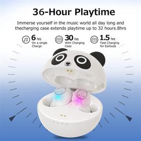 img 3 attached to Детские беспроводные наушники Cute Panda Bluetooth Earbuds с чехлом для зарядки микрофона Время воспроизведения 36 часов 3D-стереонаушники для IPhone / Android IPX6 Водонепроницаемые спортивные наушники-вкладыши Беспроводные наушники для детей Adult