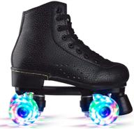 👟 high-top pu leather unisex roller skates for beginners with flashing four wheels - ideal for girls, boys - includes shoes bag logo