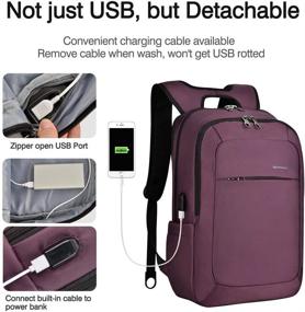 img 1 attached to 🎒 Stay Stylish and Secure: KOPACK Slim Women Laptop Backpack 15.6 inch with USB Charging Port, Anti Theft Laptop Bag College Purple