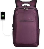 🎒 stay stylish and secure: kopack slim women laptop backpack 15.6 inch with usb charging port, anti theft laptop bag college purple logo